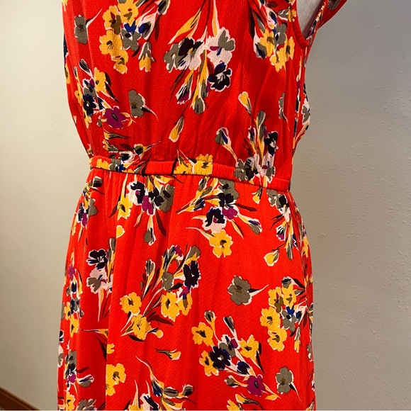 Anthropology Sleeveless Floral Red midi Dress size 8 - Picture 3 of 13